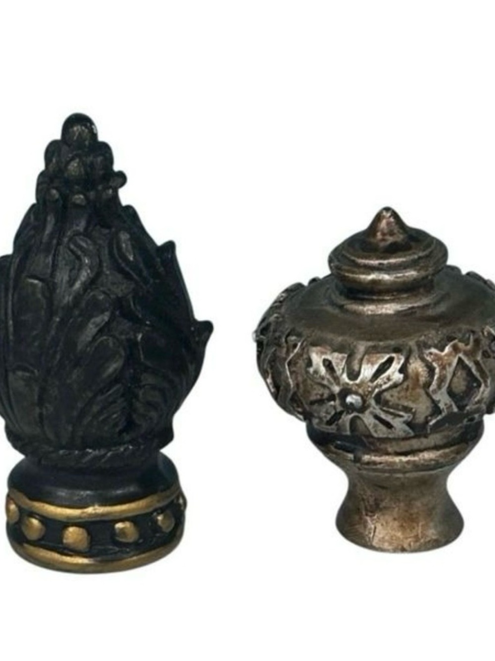 Lot of 2 Vintage Lamp
Finials Mid-century Brown Gold Detailed Decorative VG Cond